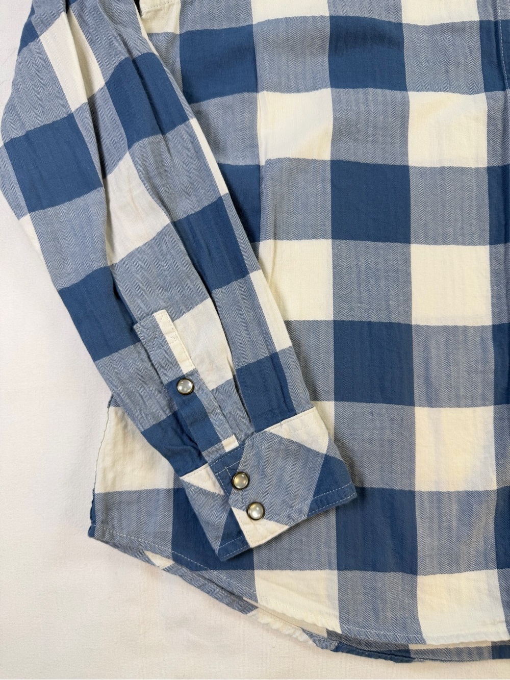 Tecovas Blue & White Buffalo Plaid Pearl Snap Button Up Shirt Medium - Picture 3 of 8